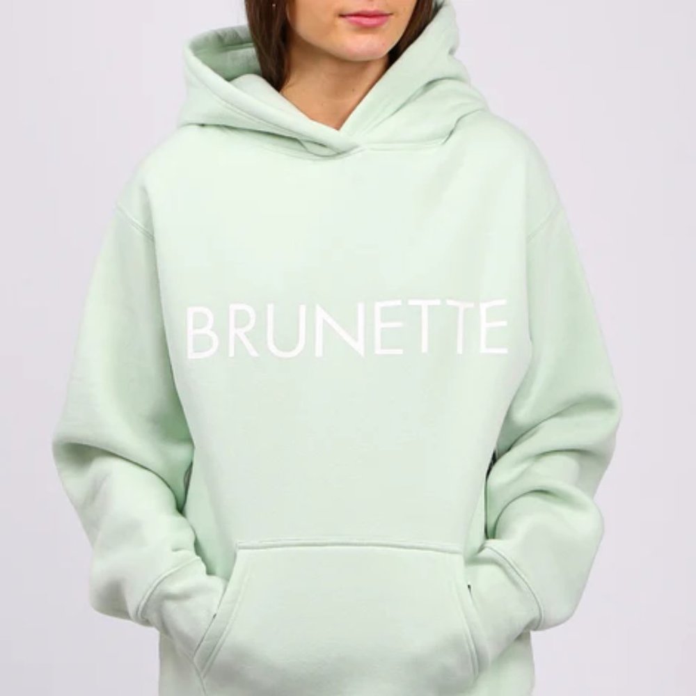 NWT Brunette the label Core Hoodie Mint Gelato White